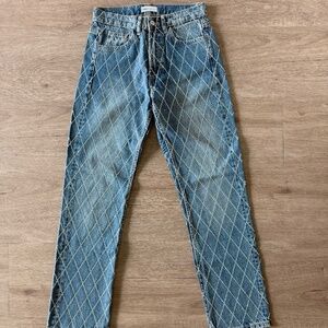 Zara TRF Rhinestone Mid-Rise Jeans